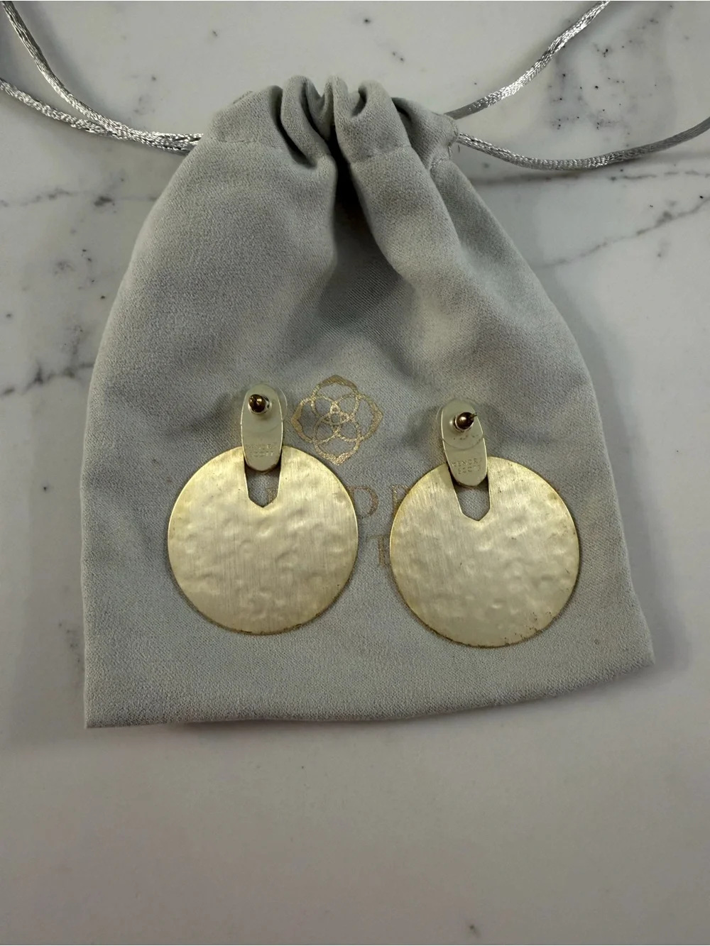 Kendra Scott Gold-Tone Hammered Disc Drop Earrings